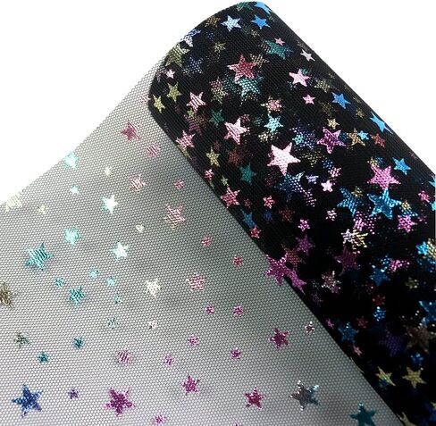 Dadaxie Shiny Stars Glitter Tulle Rolls 6 × 10 ياردة (30 قدمًا) لون Shimmer أبيض لجدول عداء كرسي Sash Bow Doll Tutu Skirt Sewing Craft Gift Supplies (White) in Kuwait