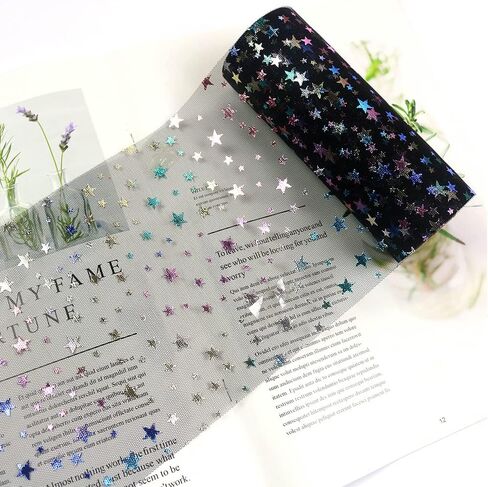 Dadaxie Shiny Stars Glitter Tulle Rolls 6 × 10 ياردة (30 قدمًا) لون Shimmer أبيض لجدول عداء كرسي Sash Bow Doll Tutu Skirt Sewing Craft Gift Supplies (White) in Kuwait