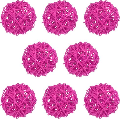 8-Pack Wicker Rattan Balls 60mm/2.4 Inch Decorative Rattan Balls Orbs Vase Fillers Bowl Fillers for Christmas/Weddings/Thanksgiving/DIY Crafts/Home Decor [Rose Red] in Saudi Arabia