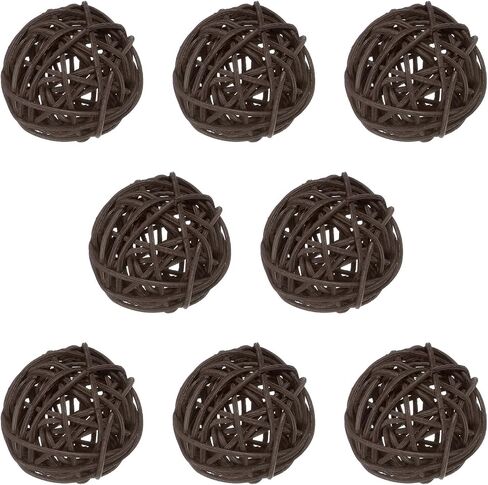 8-Pack Wicker Rattan Balls 60mm/2.4 Inch Decorative Rattan Balls Orbs Vase Fillers Bowl Fillers for Christmas/Weddings/Thanksgiving/DIY Crafts/Home Decor [Rose Red] in Saudi Arabia