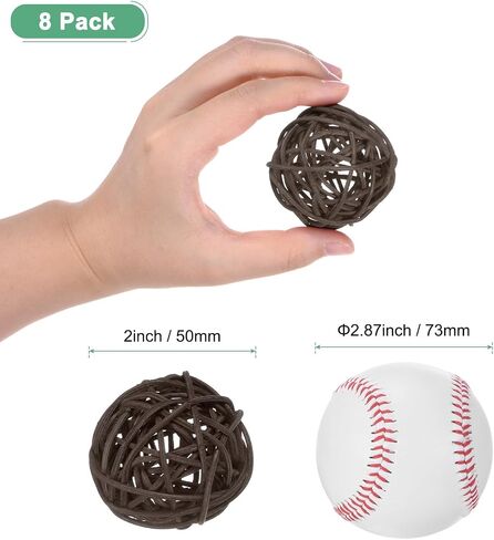 8-Pack Wicker Rattan Balls 60mm/2.4 Inch Decorative Rattan Balls Orbs Vase Fillers Bowl Fillers for Christmas/Weddings/Thanksgiving/DIY Crafts/Home Decor [Rose Red] in Saudi Arabia