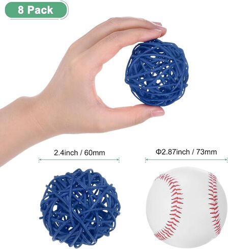 8-Pack Wicker Rattan Balls 60mm/2.4 Inch Decorative Rattan Balls Orbs Vase Fillers Bowl Fillers for Christmas/Weddings/Thanksgiving/DIY Crafts/Home Decor [Rose Red] in Saudi Arabia