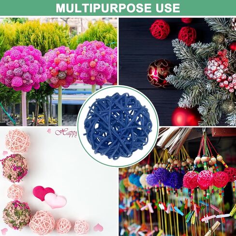 8-Pack Wicker Rattan Balls 60mm/2.4 Inch Decorative Rattan Balls Orbs Vase Fillers Bowl Fillers for Christmas/Weddings/Thanksgiving/DIY Crafts/Home Decor [Rose Red] in Saudi Arabia