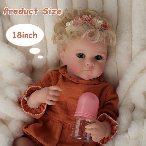 Lifelike Reborn Baby Dolls，18 Inch Smiles Silicone Baby Girl，Soft Vinyl Realistic Baby Doll Poseable Real Life Baby Dolls with Birth Certificate and Accessories Gift Set for Kids Age 3+ in Saudi Arabia
