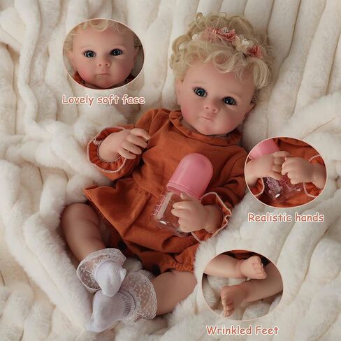 Lifelike Reborn Baby Dolls，18 Inch Smiles Silicone Baby Girl，Soft Vinyl Realistic Baby Doll Poseable Real Life Baby Dolls with Birth Certificate and Accessories Gift Set for Kids Age 3+ in Saudi Arabia