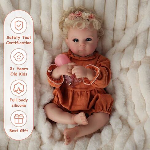 Lifelike Reborn Baby Dolls，18 Inch Smiles Silicone Baby Girl，Soft Vinyl Realistic Baby Doll Poseable Real Life Baby Dolls with Birth Certificate and Accessories Gift Set for Kids Age 3+ in Saudi Arabia