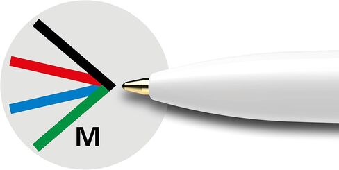 Schneider Take 4 Ballpoint Pen M (Medium), Refillable + Retractable, White Barrel, 4-In-1 Multicolor Inks: Black, Red, Blue, Green, Box of 10 Pens (138049) in Saudi Arabia