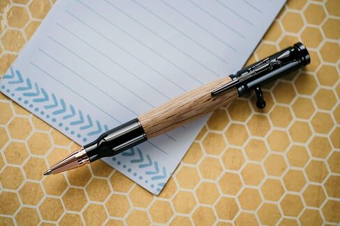 Whiskey Barrel Wood Bolt Action Ballpoint Pen (JD Whiskey Barrel Pen with Case and Extra Ink Refill) in Saudi Arabia