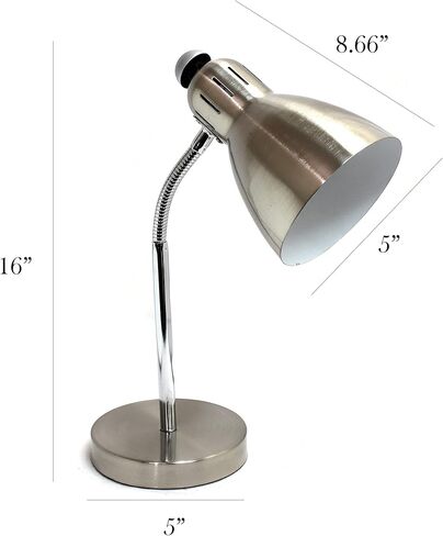 Simple Designs LD1037-BSN Semi Flexible Desk Lamp, Brushed Nickel in Saudi Arabia