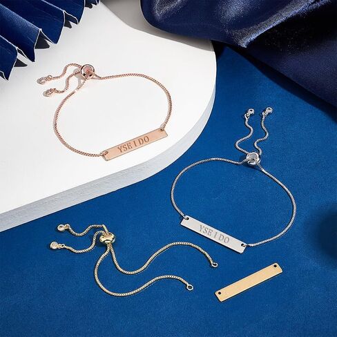 UNICRAFTALE 3 Colors Engravable Bracelets DIY Kit Including Rectangle Engravable Blank Tags Connector Pendants 11.5~12cm Stainless Steel Slider Bracelet for Adults Bracelets Jewelry Making in Saudi Arabia