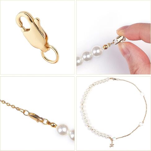 Beebeecraft 1 Box 20Pcs Lobster Claw Clasp with Jump Rings 925 Sterling Silver Plated Brass Necklace Clasps for DIY Jewelry Making (12x6mm) in Saudi Arabia