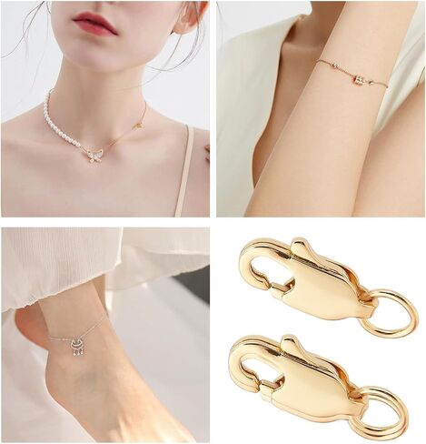 Beebeecraft 1 Box 20Pcs Lobster Claw Clasp with Jump Rings 925 Sterling Silver Plated Brass Necklace Clasps for DIY Jewelry Making (12x6mm) in Saudi Arabia
