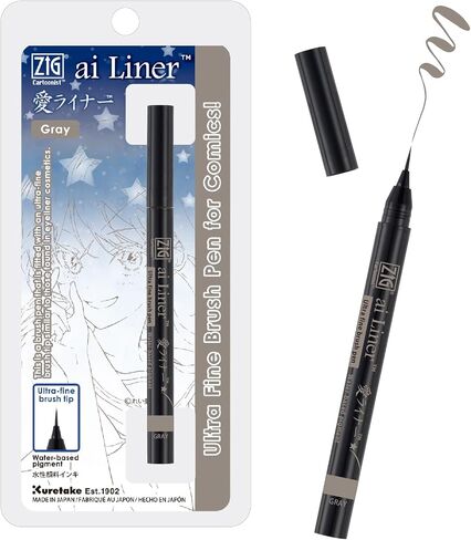 Zig Kuretake ai Liner, Ultra fine Brush tip pen, Black, Perfect for Delicate Expressions in Illustration, Manga, lettering, Made in Japan in Saudi Arabia