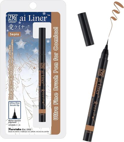 Zig Kuretake ai Liner, Ultra fine Brush tip pen, Black, Perfect for Delicate Expressions in Illustration, Manga, lettering, Made in Japan in Saudi Arabia