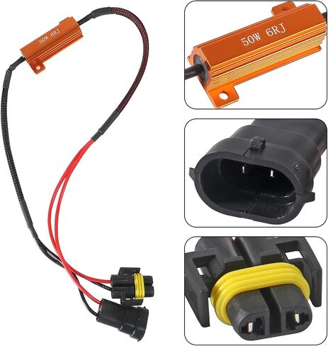 2pcs HB4 Load Resistors Adapter Load Resistor Kits Relay Harness Adapter Load Resistor for Fog Lights Flashing Error Code Anti Hyper Flash (HB4 9006 50W) in Saudi Arabia