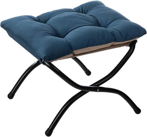 AbocoFur 15"(H) Folding Footrest Stool, Accent Padded Sofa Foot Stool for Lazy Chair, Upholstered Small Foldable Ottoman, Metal Frame Portable Foot Rest Ottoman for Living Room, Bedroom, Lake Blue in Saudi Arabia