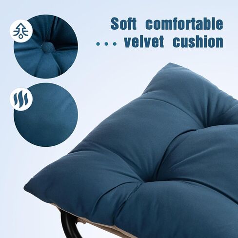 AbocoFur 15"(H) Folding Footrest Stool, Accent Padded Sofa Foot Stool for Lazy Chair, Upholstered Small Foldable Ottoman, Metal Frame Portable Foot Rest Ottoman for Living Room, Bedroom, Lake Blue in Saudi Arabia