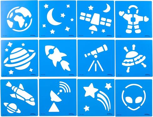 Colorations Garden Stencils, 12 Garden Designs, Made from Washable Plastic, 8 inches each, Jumbo Size, Sturdy Stencils, Great for Creating Art, Kids Stencils, Stencils for Children in Kuwait