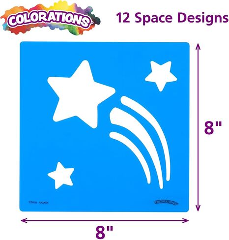 Colorations Garden Stencils, 12 Garden Designs, Made from Washable Plastic, 8 inches each, Jumbo Size, Sturdy Stencils, Great for Creating Art, Kids Stencils, Stencils for Children in Kuwait