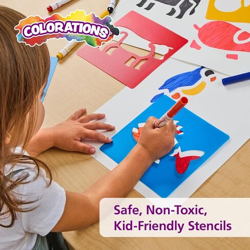 Colorations Garden Stencils, 12 Garden Designs, Made from Washable Plastic, 8 inches each, Jumbo Size, Sturdy Stencils, Great for Creating Art, Kids Stencils, Stencils for Children in Kuwait