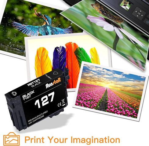 Run Star 1 Black 127 T127 استبدال خرطوشة الحبر المعاد تصنيعها لـ Epson 127 T127 استخدام لـ Epson Forme 60 530 625 545 645 840 845 WF-3520 WF-3540 WF-7010 WF-7510 WF-7520 Printer (1 Black) in Kuwait