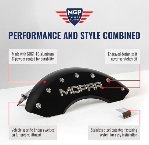 MGP Brake Caliper Covers for Dodge Durango 2011-2022 with Red Powder Coated Finish Engraved Silver RT1 Logo, Aluminum Front and Rear Caliper Cover (Set of 4) in Kuwait