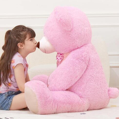 MorisMos Giant Teddy Bear 4 feet Stuffed Animal for Girlfriend,Big Cuddly Stuffed Pink Bear for Kids,Baby Shower Decor,Life Size Giant Teddy with Hearts for Valentine Birthday Gift in Saudi Arabia