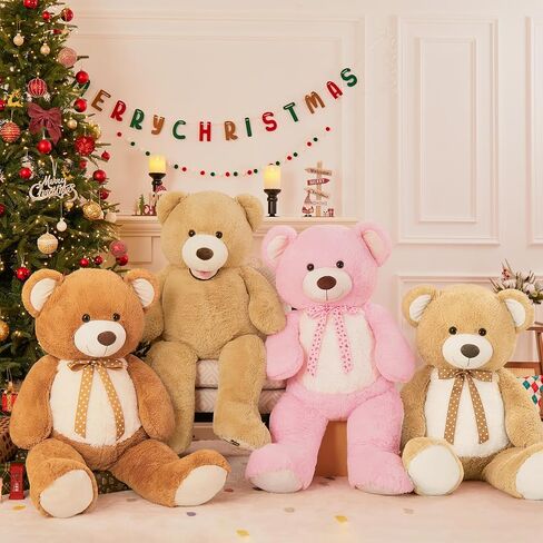 MorisMos Giant Teddy Bear 4 feet Stuffed Animal for Girlfriend,Big Cuddly Stuffed Pink Bear for Kids,Baby Shower Decor,Life Size Giant Teddy with Hearts for Valentine Birthday Gift in Saudi Arabia