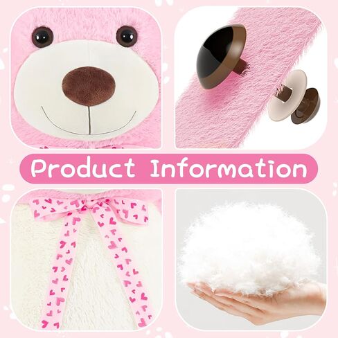 MorisMos Giant Teddy Bear 4 feet Stuffed Animal for Girlfriend,Big Cuddly Stuffed Pink Bear for Kids,Baby Shower Decor,Life Size Giant Teddy with Hearts for Valentine Birthday Gift in Saudi Arabia