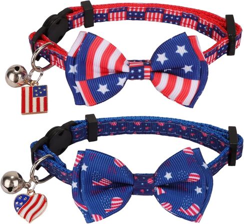 PTDECOR Halloween Cat Collars with Bow Tie Bell, 2 Pack Breakaway Kitten Collar with Removable Bowtie Pumpkin Halloween Collar for Girl Boy Cats (Black & Yellow) in Kuwait