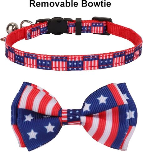 PTDECOR Halloween Cat Collars with Bow Tie Bell, 2 Pack Breakaway Kitten Collar with Removable Bowtie Pumpkin Halloween Collar for Girl Boy Cats (Black & Yellow) in Kuwait