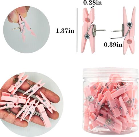 60 Pcs Push Pin Clips Decorative Push Pins with Clips for Bulletin Board Cork Board, Craft Paper Clips Pushpins Thumb Tacks for Cubicle Panel Wall Fabric Panels Offices Homes Projects (Clear Color) in Kuwait