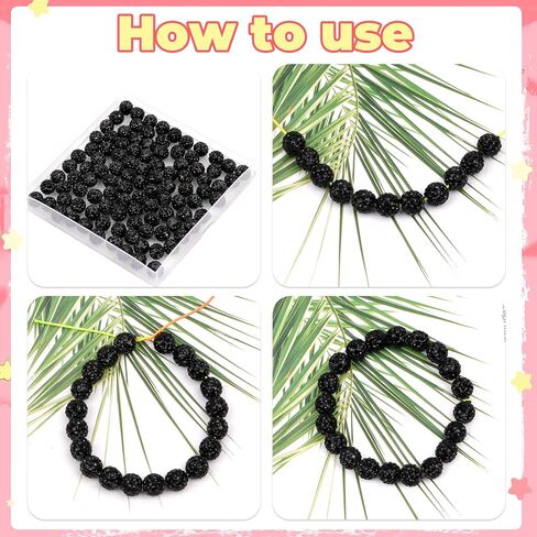 100Pcs 10mm Blue Round Plastic, Glass Beads - Craft Beads for DIY Jewelry Making (Black) in Saudi Arabia