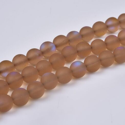 8mm Mystic Aura Quartz Gemstone Frosted Matte Titanium Purple Rainbow Loose Round Loose Beads 15 inch Full Strand Crystal Moonstone in Saudi Arabia