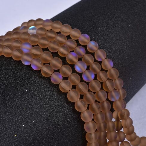 8mm Mystic Aura Quartz Gemstone Frosted Matte Titanium Purple Rainbow Loose Round Loose Beads 15 inch Full Strand Crystal Moonstone in Saudi Arabia