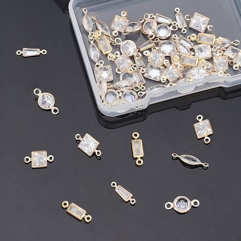nbeads 60 pcs 6 أنماط سحر Zirconia Zirconia cubic ، سحر نحاس Micro Pave Zirconia صافٍ ، وروابط زركونيا مكعب ، وموصلات بيضاوية مربعة العين مربعة. in Kuwait