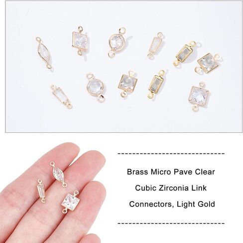 nbeads 60 pcs 6 أنماط سحر Zirconia Zirconia cubic ، سحر نحاس Micro Pave Zirconia صافٍ ، وروابط زركونيا مكعب ، وموصلات بيضاوية مربعة العين مربعة. in Kuwait