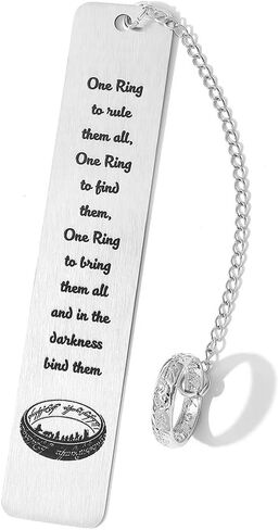 3Pcs Fantasy Bookmark Set - Metal Bookmarks with Elvish Leaf Pendant, Sword Charm & Evenstar Engraving, Epic Quotes Carved Jewelry for Book Lovers, Dark Academia Gifts for Readers (3Pcs-Silver) in Saudi Arabia