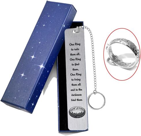 3Pcs Fantasy Bookmark Set - Metal Bookmarks with Elvish Leaf Pendant, Sword Charm & Evenstar Engraving, Epic Quotes Carved Jewelry for Book Lovers, Dark Academia Gifts for Readers (3Pcs-Silver) in Saudi Arabia
