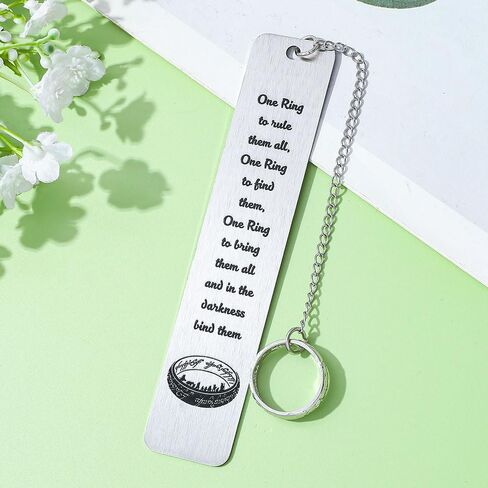 3Pcs Fantasy Bookmark Set - Metal Bookmarks with Elvish Leaf Pendant, Sword Charm & Evenstar Engraving, Epic Quotes Carved Jewelry for Book Lovers, Dark Academia Gifts for Readers (3Pcs-Silver) in Saudi Arabia