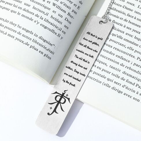 3Pcs Fantasy Bookmark Set - Metal Bookmarks with Elvish Leaf Pendant, Sword Charm & Evenstar Engraving, Epic Quotes Carved Jewelry for Book Lovers, Dark Academia Gifts for Readers (3Pcs-Silver) in Saudi Arabia