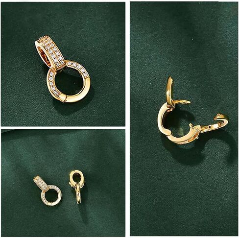 925 Sterling Silver Micro Pave Cubic Zirconia Pendant Bail Clasp Twister Clasps Connector Necklace Bracelet Extender Clasps and Closures for DIY Jewelry(Silver Original) in Kuwait