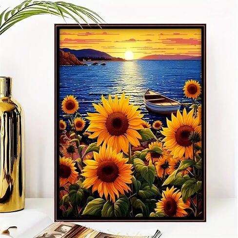 Kynbklass Diamond Art Kit للبالغين ، مجموعة حرفية Full Full Sunflower Diy Art ، فن الزهرة الماس لديكور الجدار المنزلي ، إكسسوارات وأدوات كاملة (الاسترخاء/الهدايا) in Saudi Arabia
