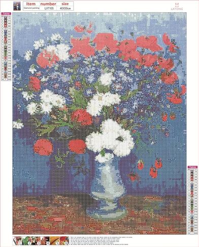 Lxtong van gogh Apricot Blossoms Diamond Painting Kit 5D Full Round Diamond Dots Gem Art Van Gogh Diamond Diamond Paints for البالغين ديكور الجدار المنزلي (30x 40 سم) in Kuwait