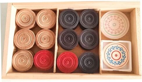 Annafi® Carrom Coin مصنوعة من Crystal Look PVC. مجموعة كاملة من 24 عملات COINS PVC جذابة + 1 مجموعة COROM CARROM COROM COINS | يمكن استخدامها في الداما (العملات المعدنية البلورية) in Kuwait