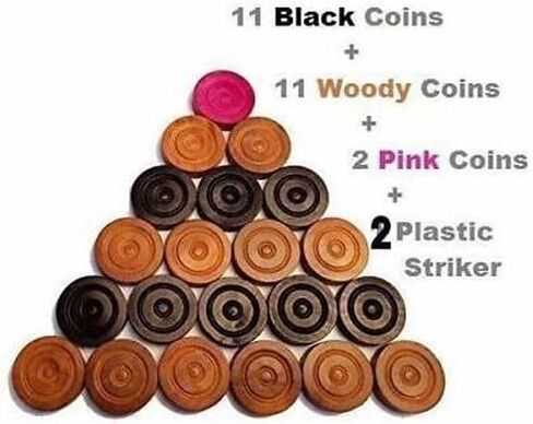 Annafi® Carrom Coin مصنوعة من Crystal Look PVC. مجموعة كاملة من 24 عملات COINS PVC جذابة + 1 مجموعة COROM CARROM COROM COINS | يمكن استخدامها في الداما (العملات المعدنية البلورية) in Kuwait