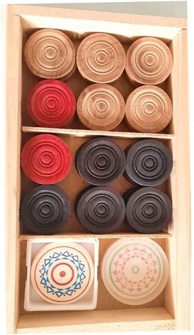 Annafi® Carrom Coin مصنوعة من Crystal Look PVC. مجموعة كاملة من 24 عملات COINS PVC جذابة + 1 مجموعة COROM CARROM COROM COINS | يمكن استخدامها في الداما (العملات المعدنية البلورية) in Kuwait