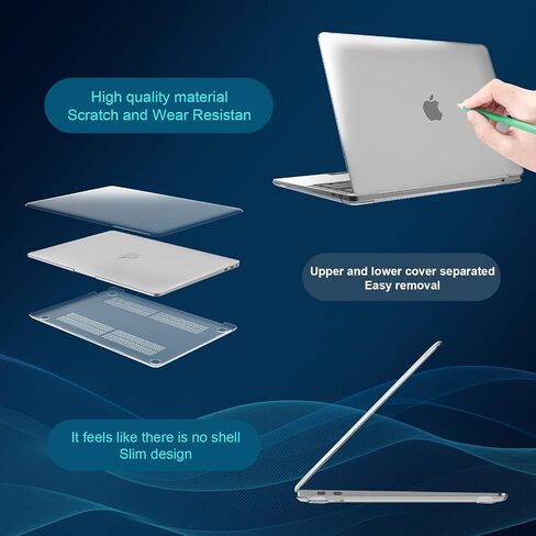 Compatible with MacBook Air 13.6 inch Case 2024 2023 2022 Release M3 A3113 M2 A2681 with Liquid Retina Display Touch ID, Plastic Hard Shell Case Cover & Screen Polishing Cloth, Matte Black in Saudi Arabia