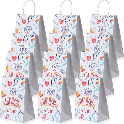 Zonon 24 Pcs Nurses Week Gift Nurse Bags Thanks for Goody Treat Bags with Handle for Appreciation Assistant Cna Medical Graduation Party,10.6 x 8.3 x 4.3 Inches(Stylish Style) in Saudi Arabia