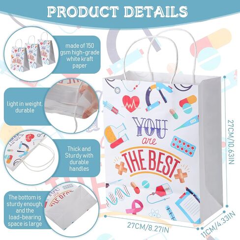 Zonon 24 Pcs Nurses Week Gift Nurse Bags Thanks for Goody Treat Bags with Handle for Appreciation Assistant Cna Medical Graduation Party,10.6 x 8.3 x 4.3 Inches(Stylish Style) in Saudi Arabia